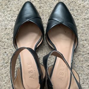 ABLE black ankle strap flats